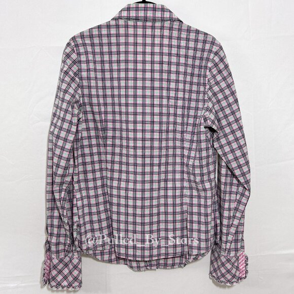 LILLY PULITZER Multicolor Plaid Long-Sleeve Ruffle Button-Front Shirt - Size 8 - Picture 14 of 16